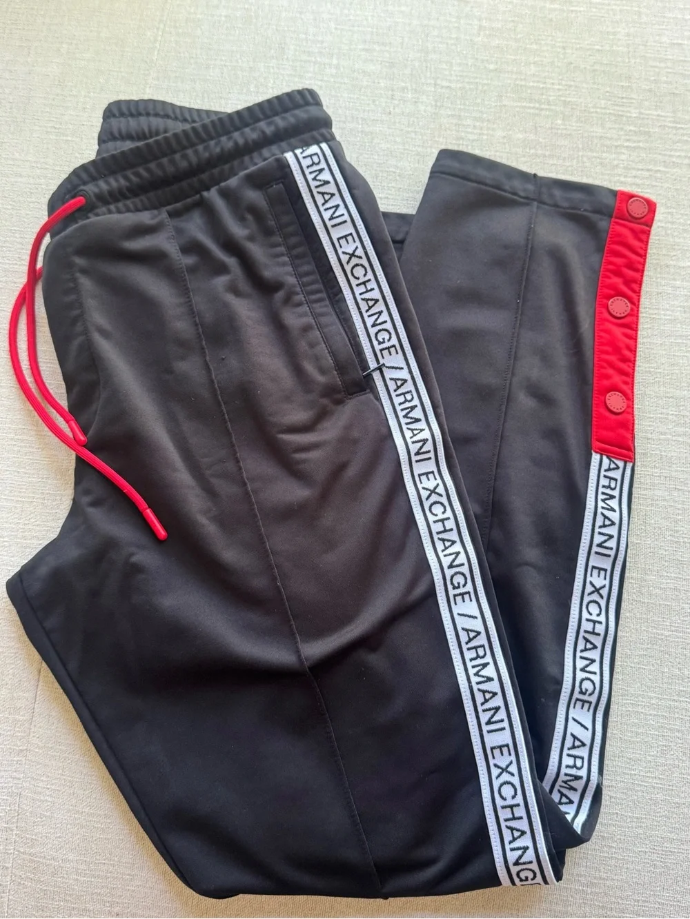 🖤 Armani Exchange Men’s Hoodie & Track Pants Set Large Black Red